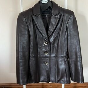 Jones New York brown leather jacket